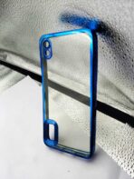 Redmi 7A back cover CD Chrome transparent with camera lens protection blue edge