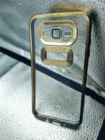 Samsung J7 back cover CD Chrome transparent with camera lens protection golden edge