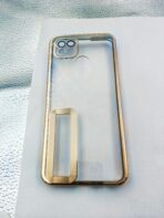 Realme C21 back cover CD Chrome transparent with camera lens protection golden edge - Image 2