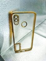 Realme 3/3i back cover CD Watch Chrome transparent with camera lens protection golden edge