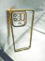 Mi Redmi 10/10C back cover transparent with camera lens protection golden edge