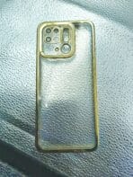 Mi Redmi 10/10C back cover transparent with camera lens protection golden edge - Image 2